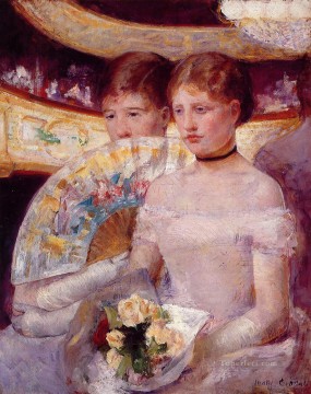 Two Women in a Theater Box mothers children Mary Cassatt Oil Paintings